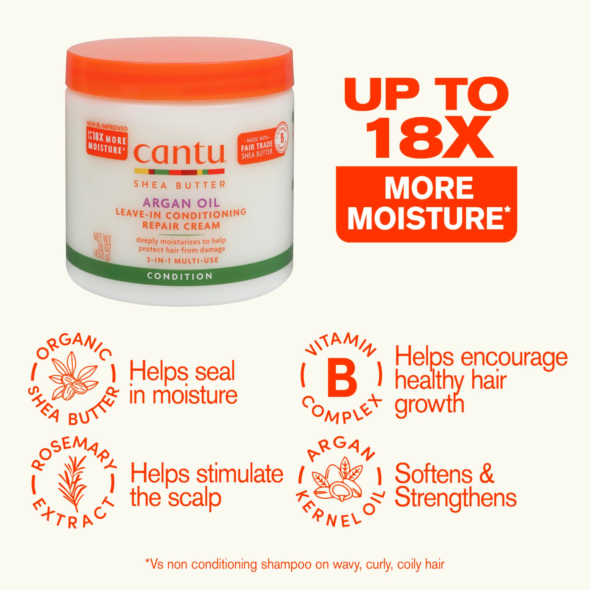 Back label of Cantu leave in repair cream showing ingredients