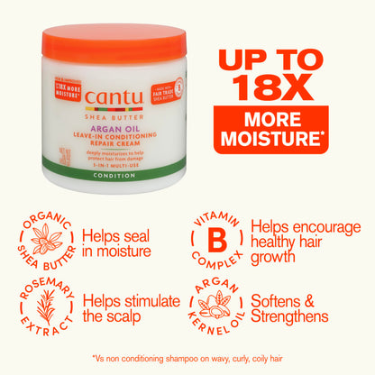 Back label of Cantu leave in repair cream showing ingredients