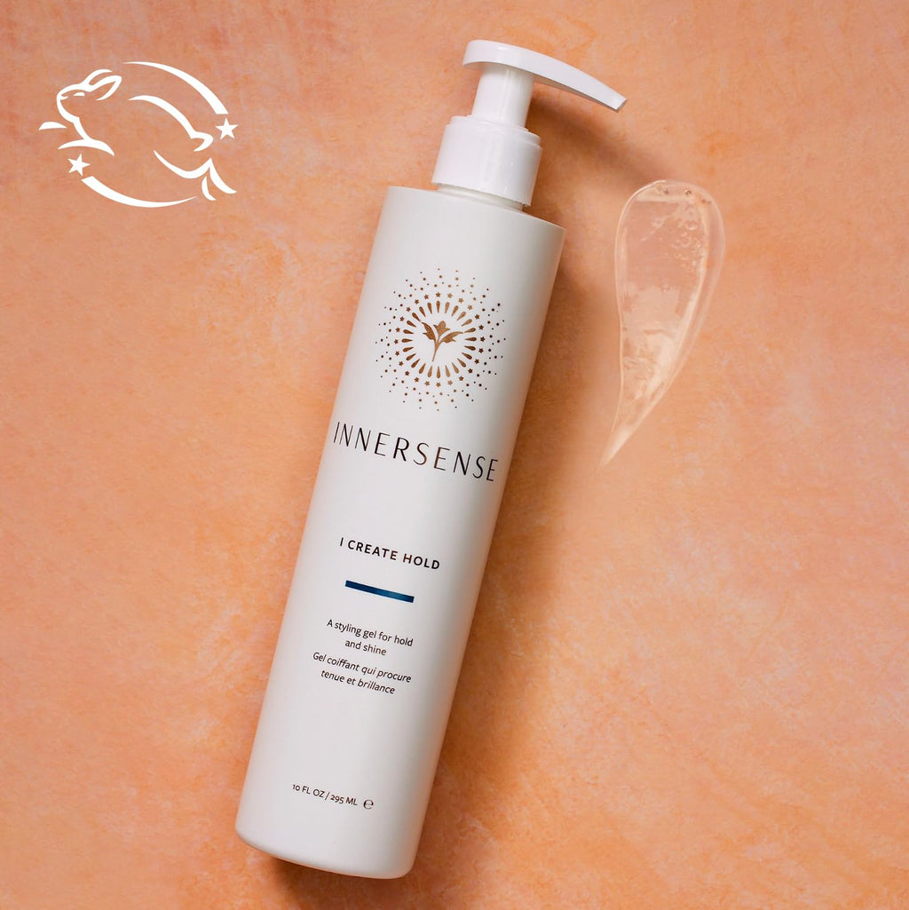 Back label of Innersense 295 ml clean non toxic hair gel showing product directions