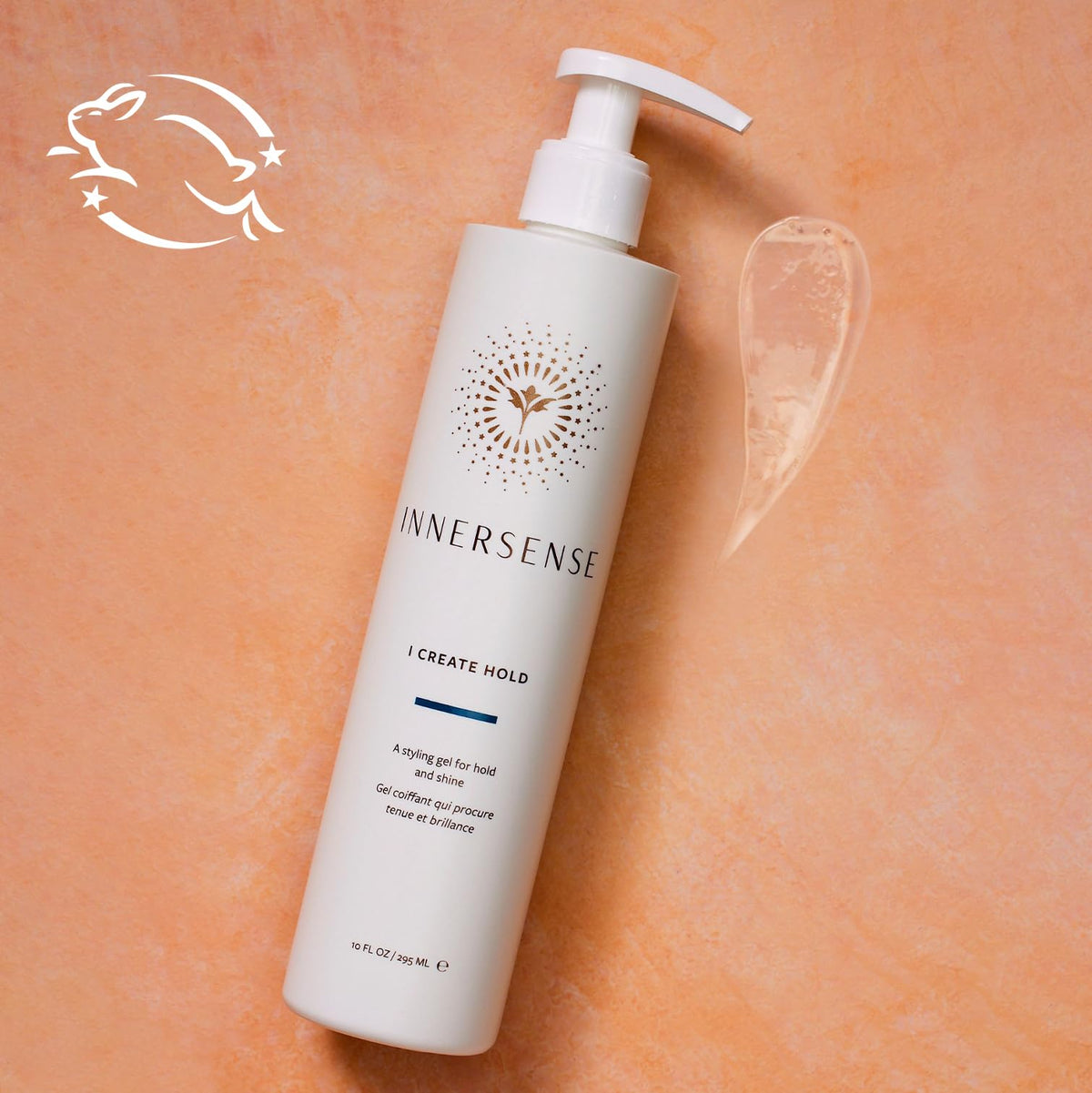 Back label of Innersense 295 ml clean non toxic hair gel showing product directions