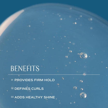 Texture shot of clear firm hold organic hair styling gel on clean background
