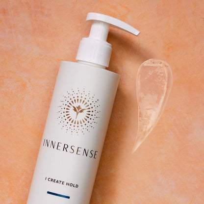 Pump dispenser close up of Innersense organic beauty structured hold hair gel