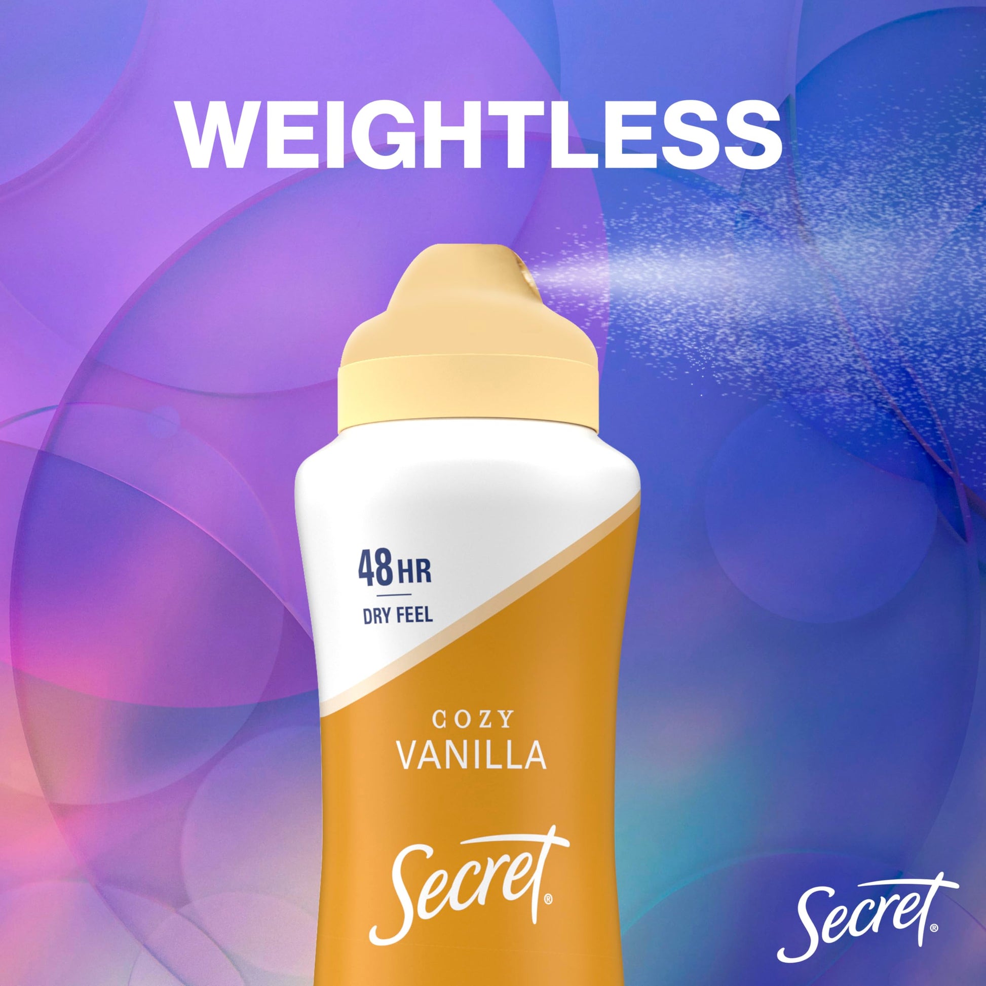Side profile of Secret weightless dry spray canister