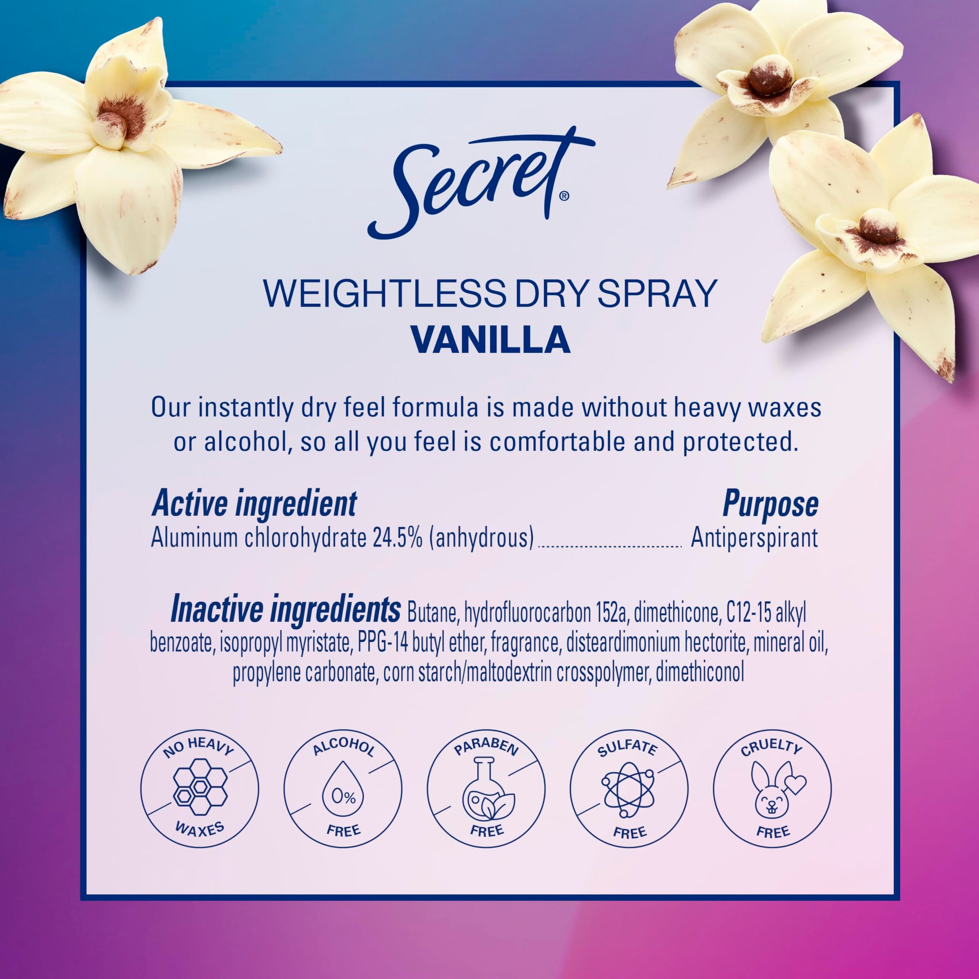 Lifestyle shot of Secret Cozy Vanilla dry spray for women