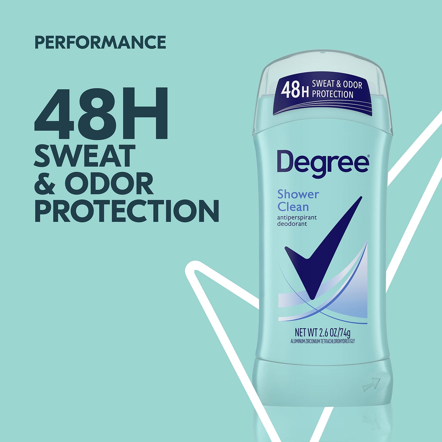 Degree Dry Protection Shower Clean stick showing rose and jasmine fragrance notes