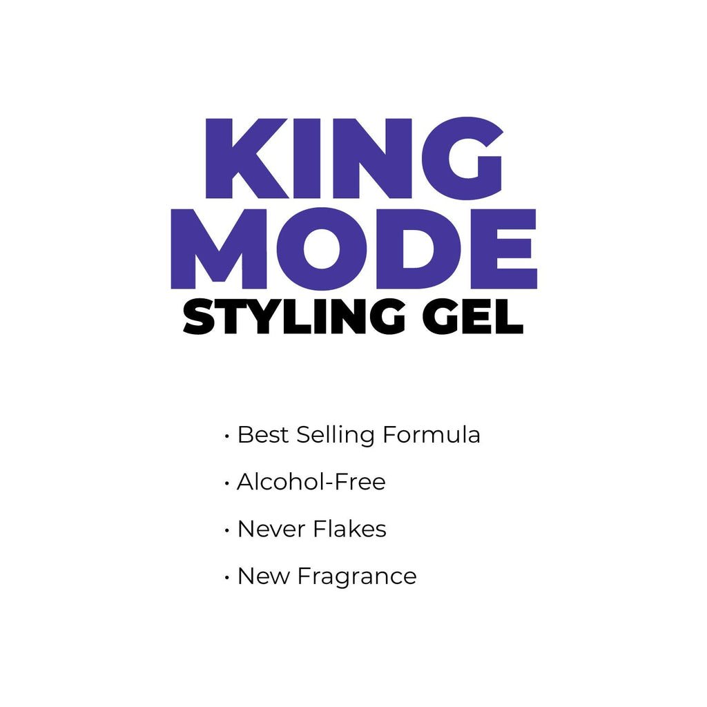 Johnny B. King Mode purple tint styling gel back panel displaying usage instructions.