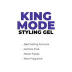 Johnny B. King Mode purple tint styling gel back panel displaying usage instructions.