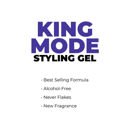 Johnny B. King Mode purple tint styling gel back panel displaying usage instructions.