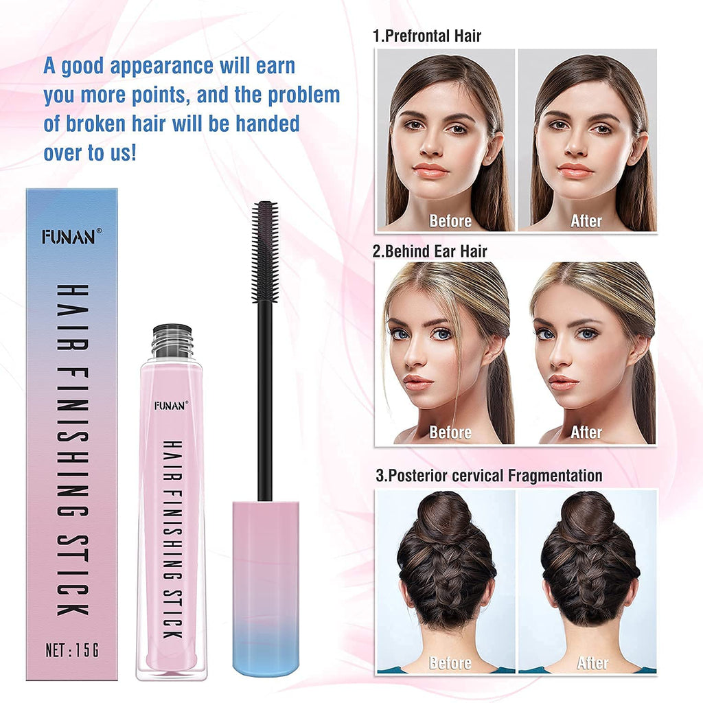 Close up of the mascara style brush on the FUNAN non greasy hair stick.