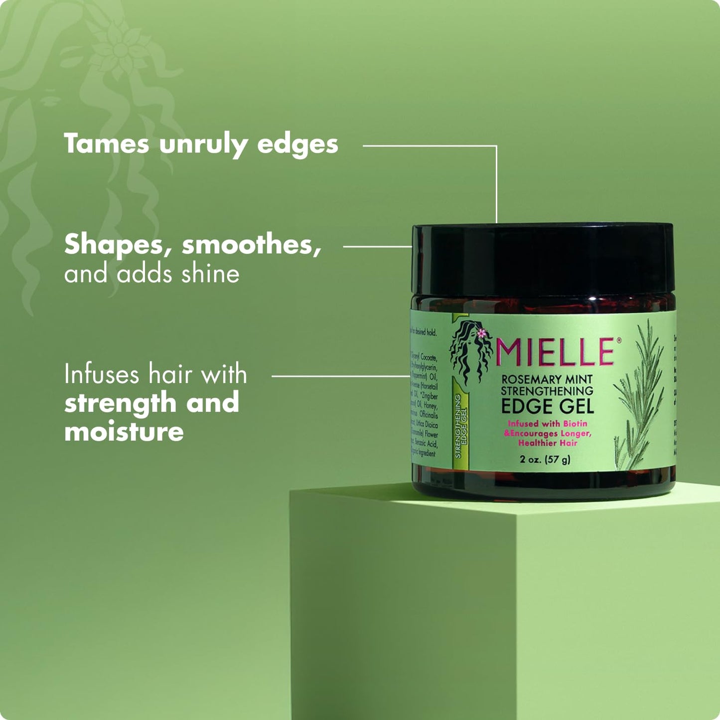 Mielle Organics edge styling treatment two fluid ounces container lid view