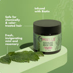Back label of Mielle Rosemary Mint Edge Gel showing biotin ingredients