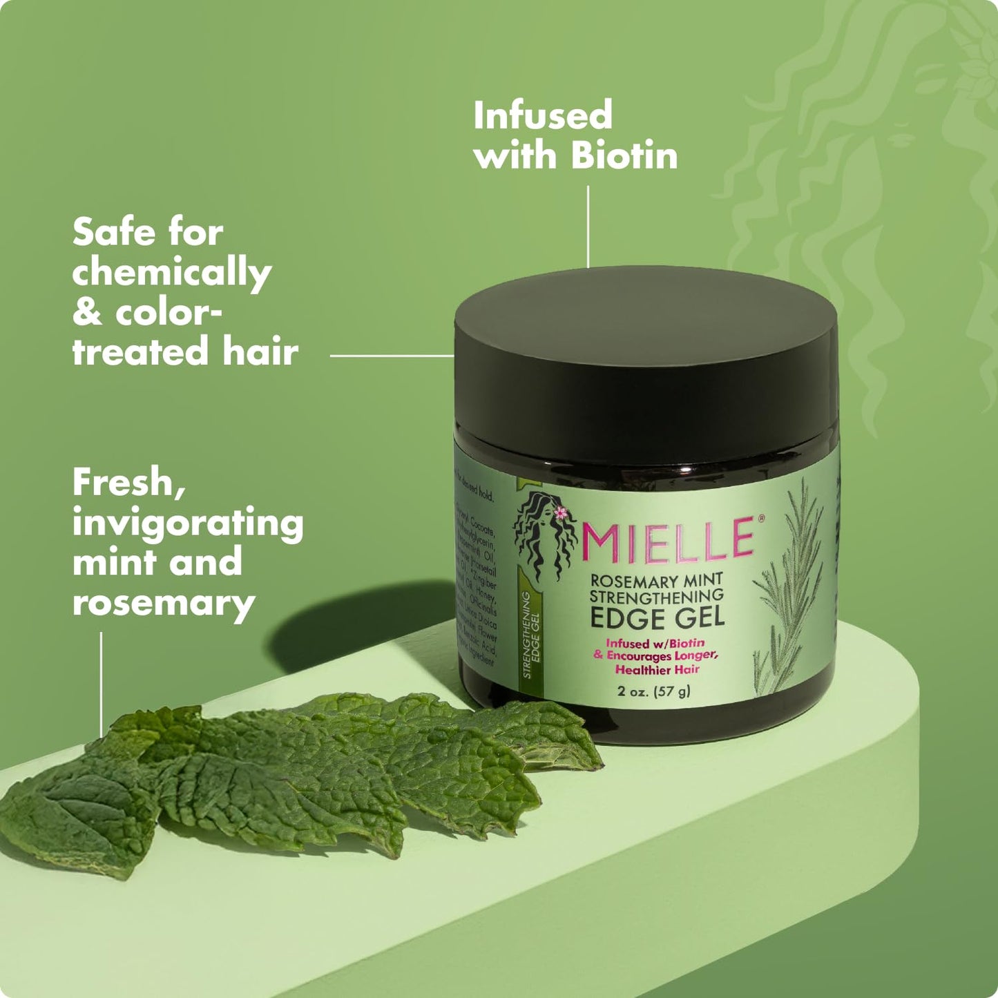 Back label of Mielle Rosemary Mint Edge Gel showing biotin ingredients