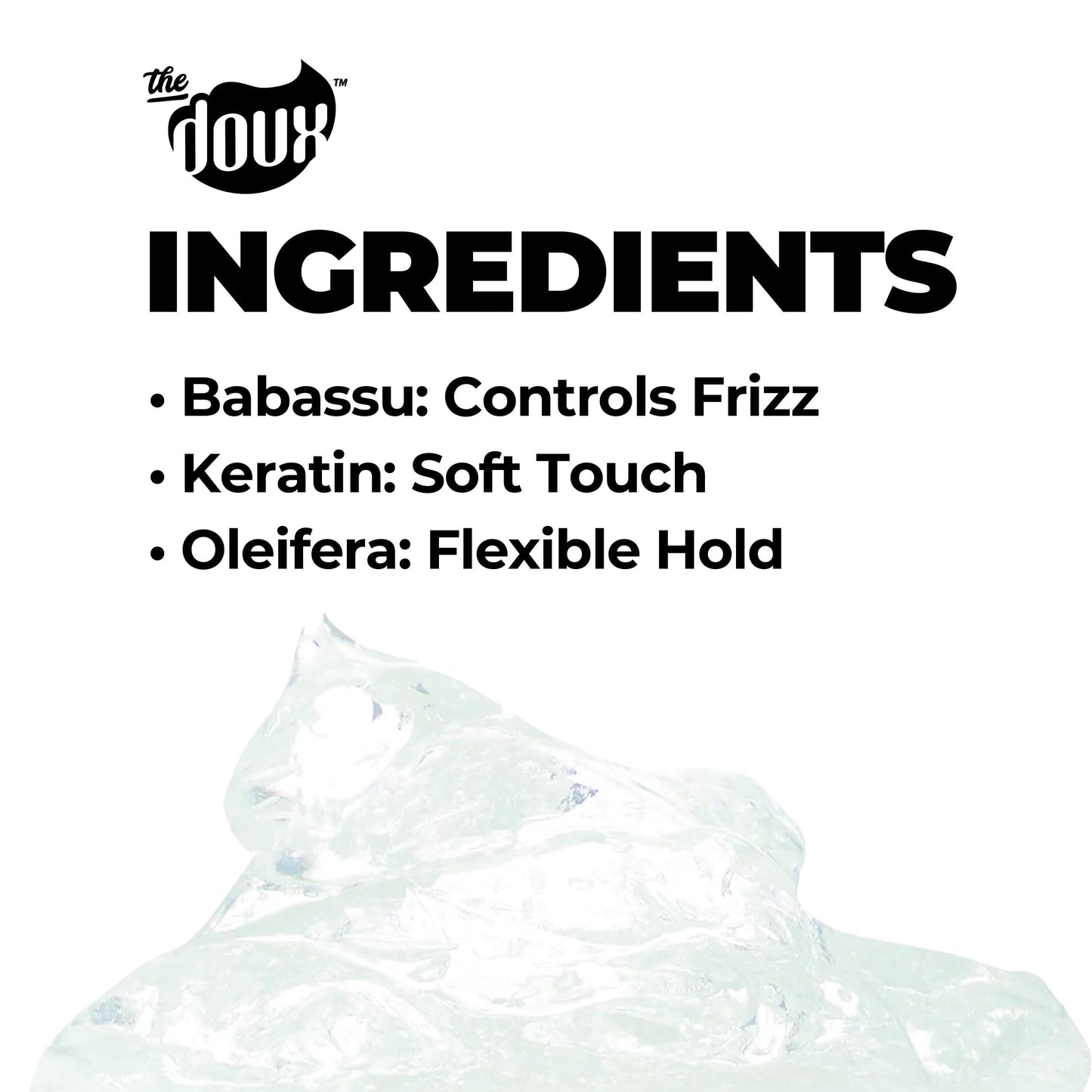 The Doux Big Poppa wash and go hair gel back label instructions