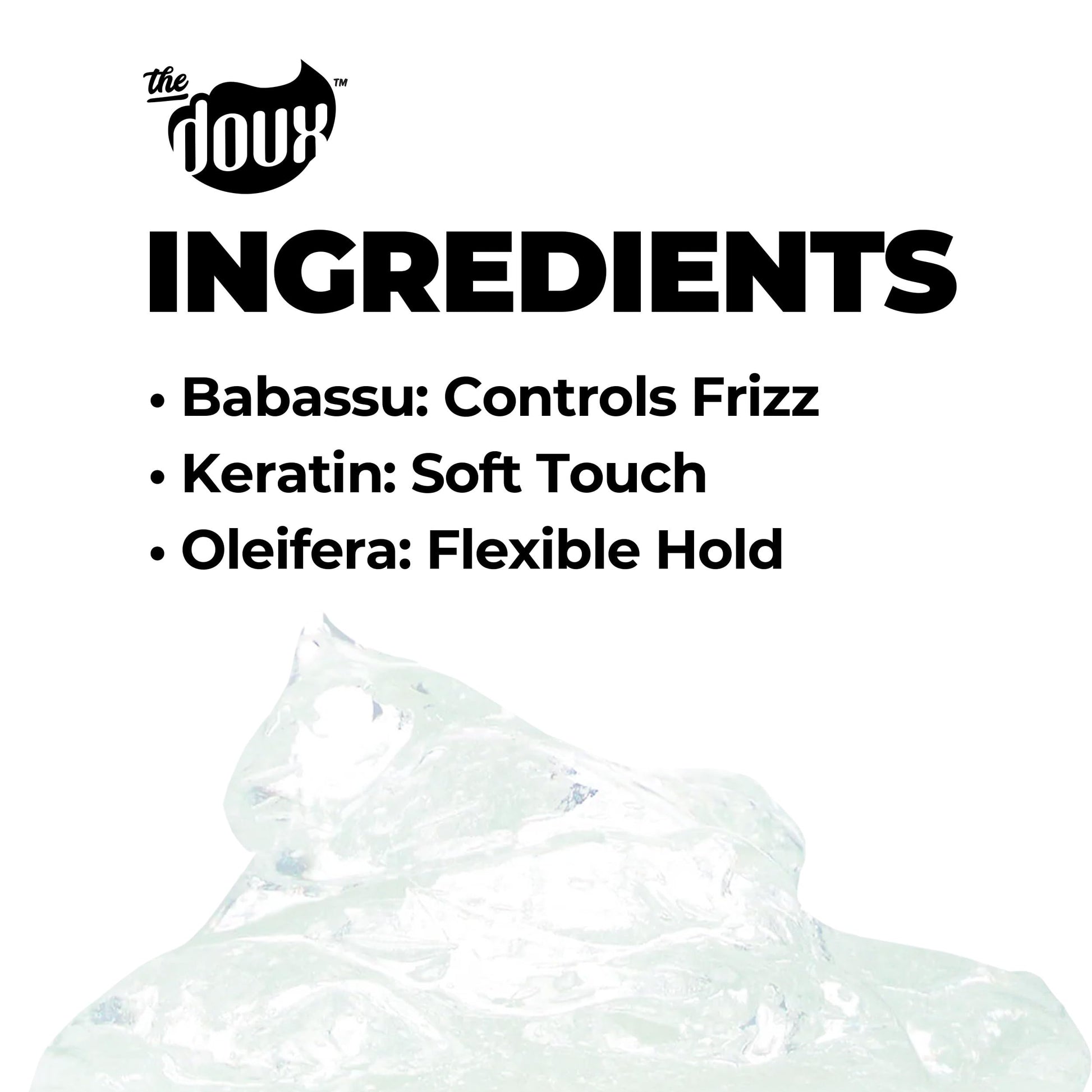 The Doux Big Poppa wash and go hair gel back label instructions