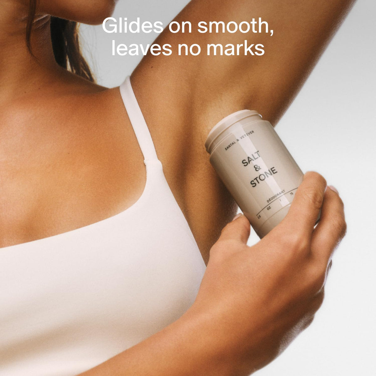 Salt And Stone Natural Deodorant side angle displaying label details