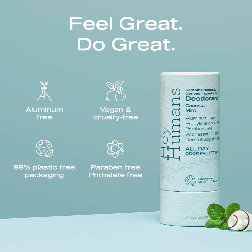 Hey Humans aluminum free deodorant paper tube packaging