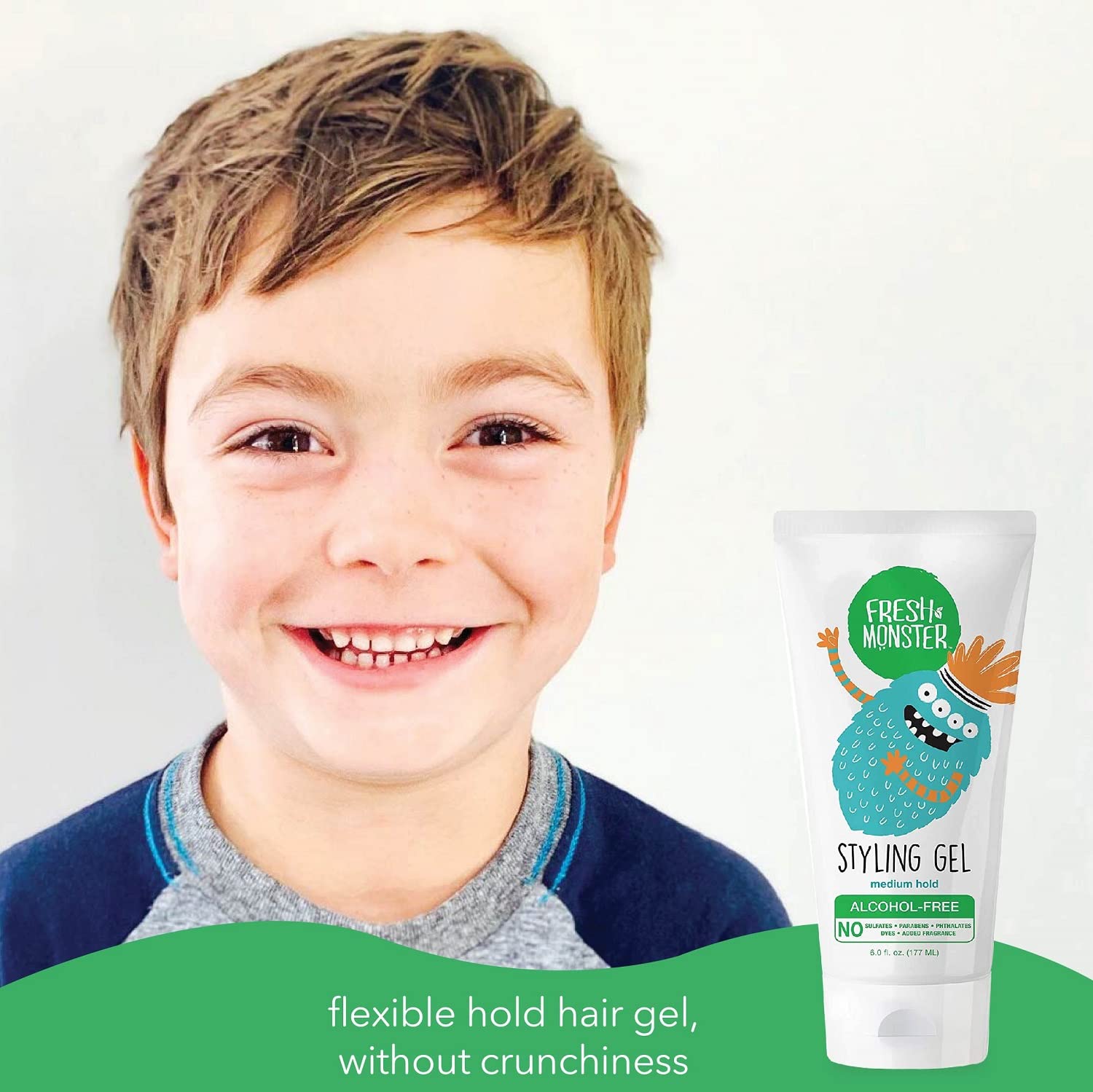 Alcohol free kids styling gel packaging details