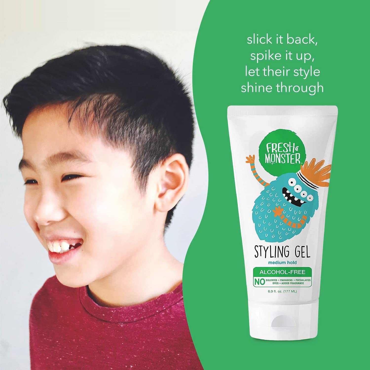Fresh Monster kids hair gel six ounce size back label