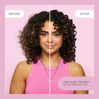 Imported Cake Beauty The Curl Friend gel to foam styling product container close up