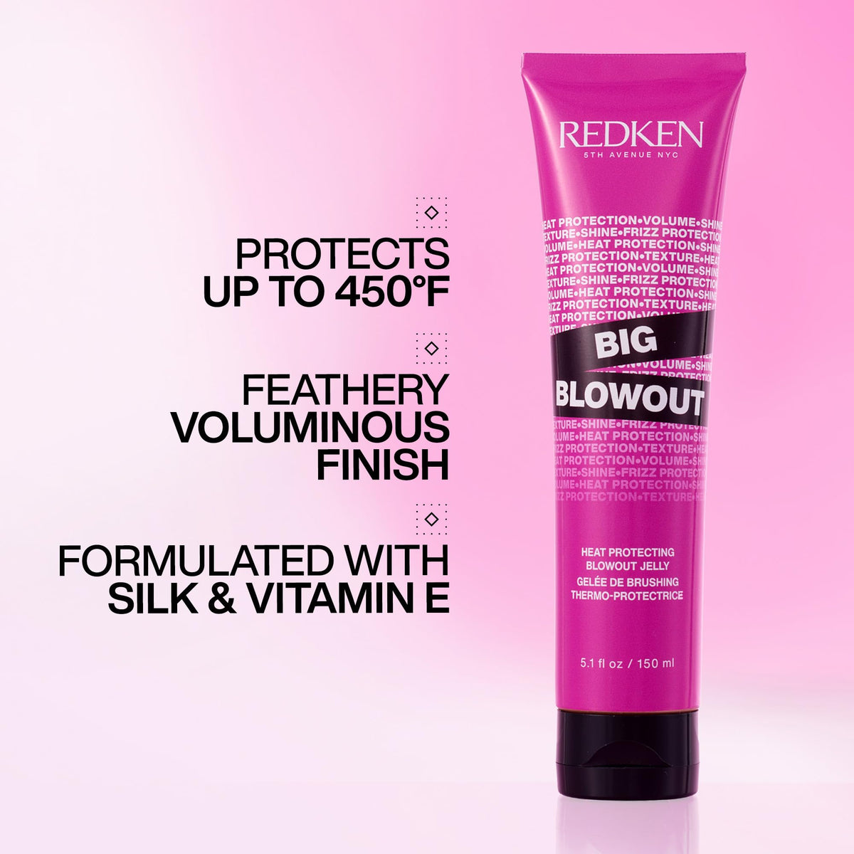 Redken Big Blowout blowdry jelly serum packaging showing directions and ingredients