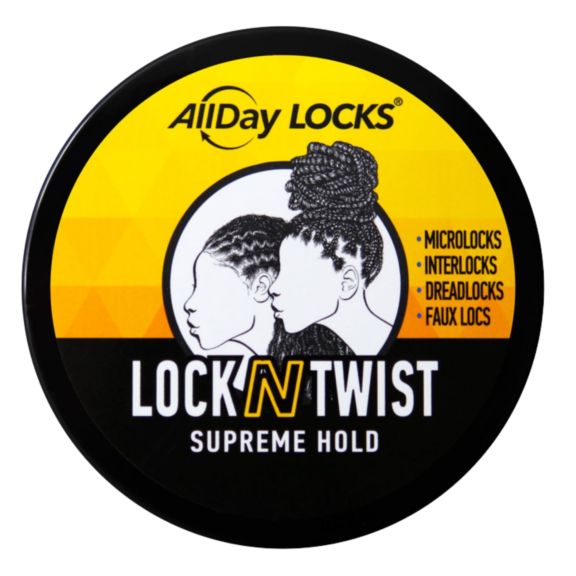 AllDay Locks Lock N Twist 5 ounce jar showing supreme hold product labels