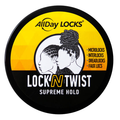 AllDay Locks Lock N Twist 5 ounce jar showing supreme hold product labels