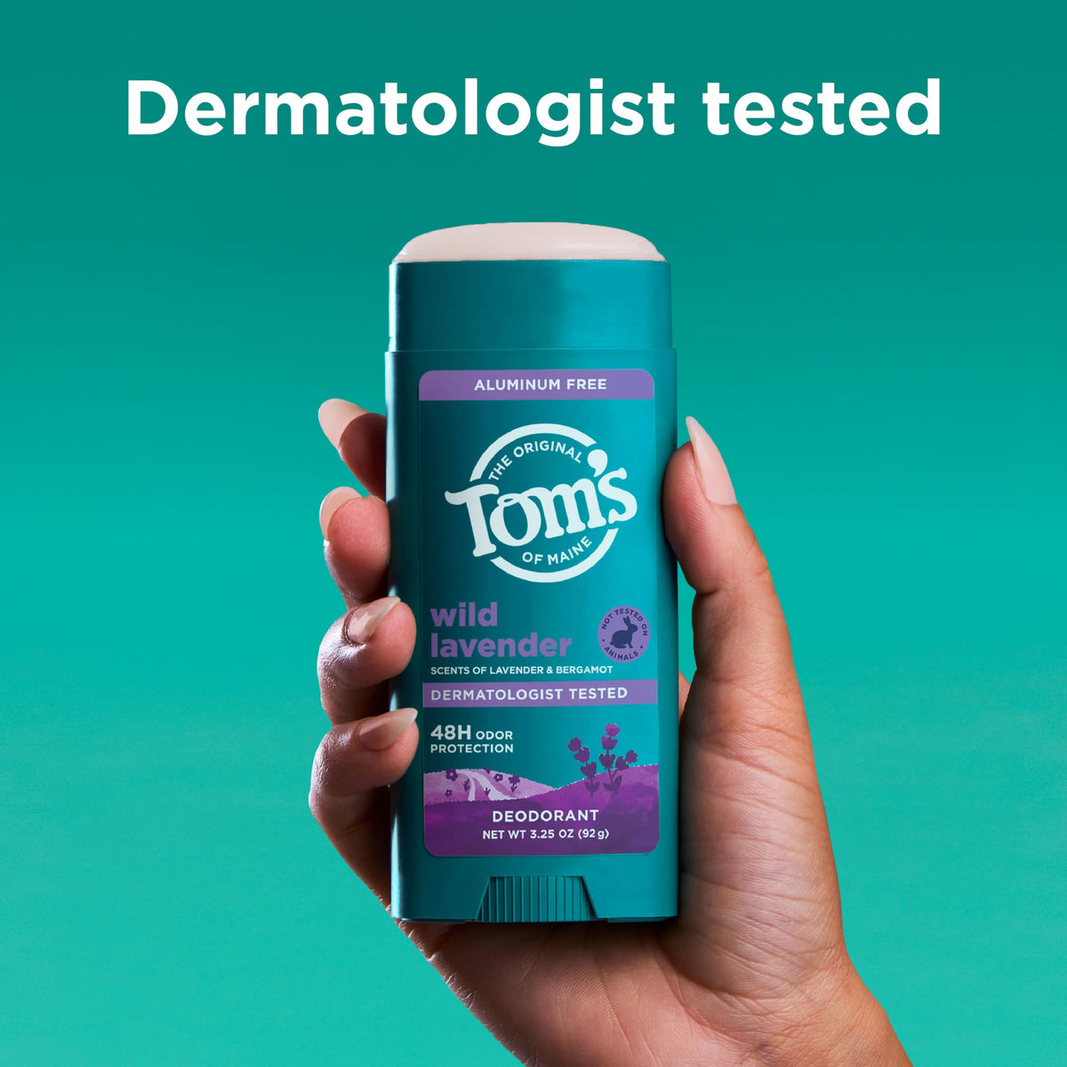 Tom's of Maine natural deodorant container top cap angle
