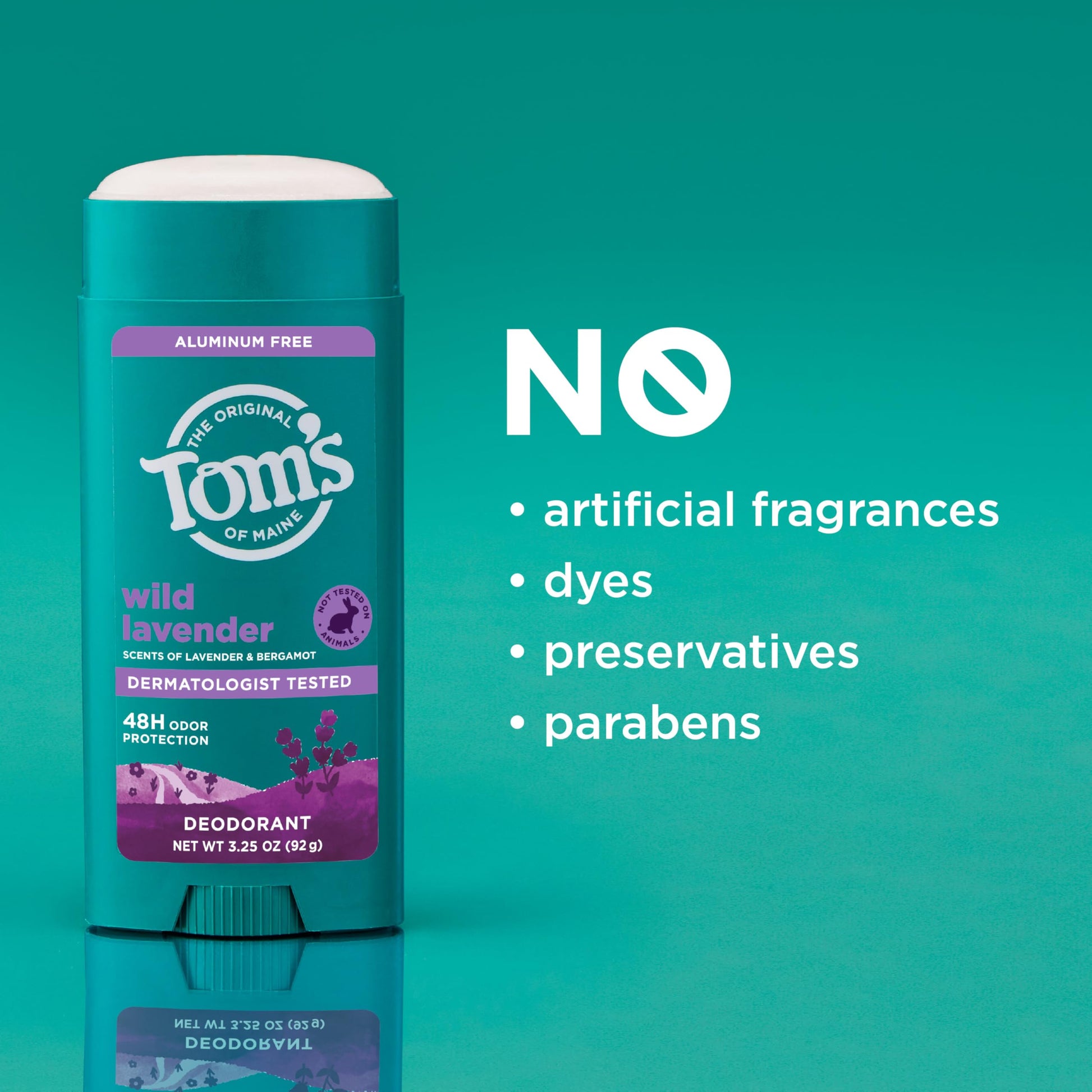 Tom's of Maine deodorant packaging showing cruelty-free certification