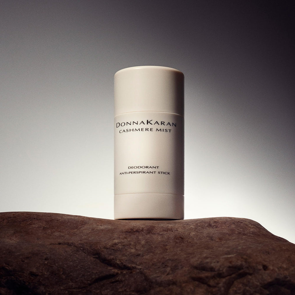 Donna Karan Cashmere Mist antiperspirant container branding close up