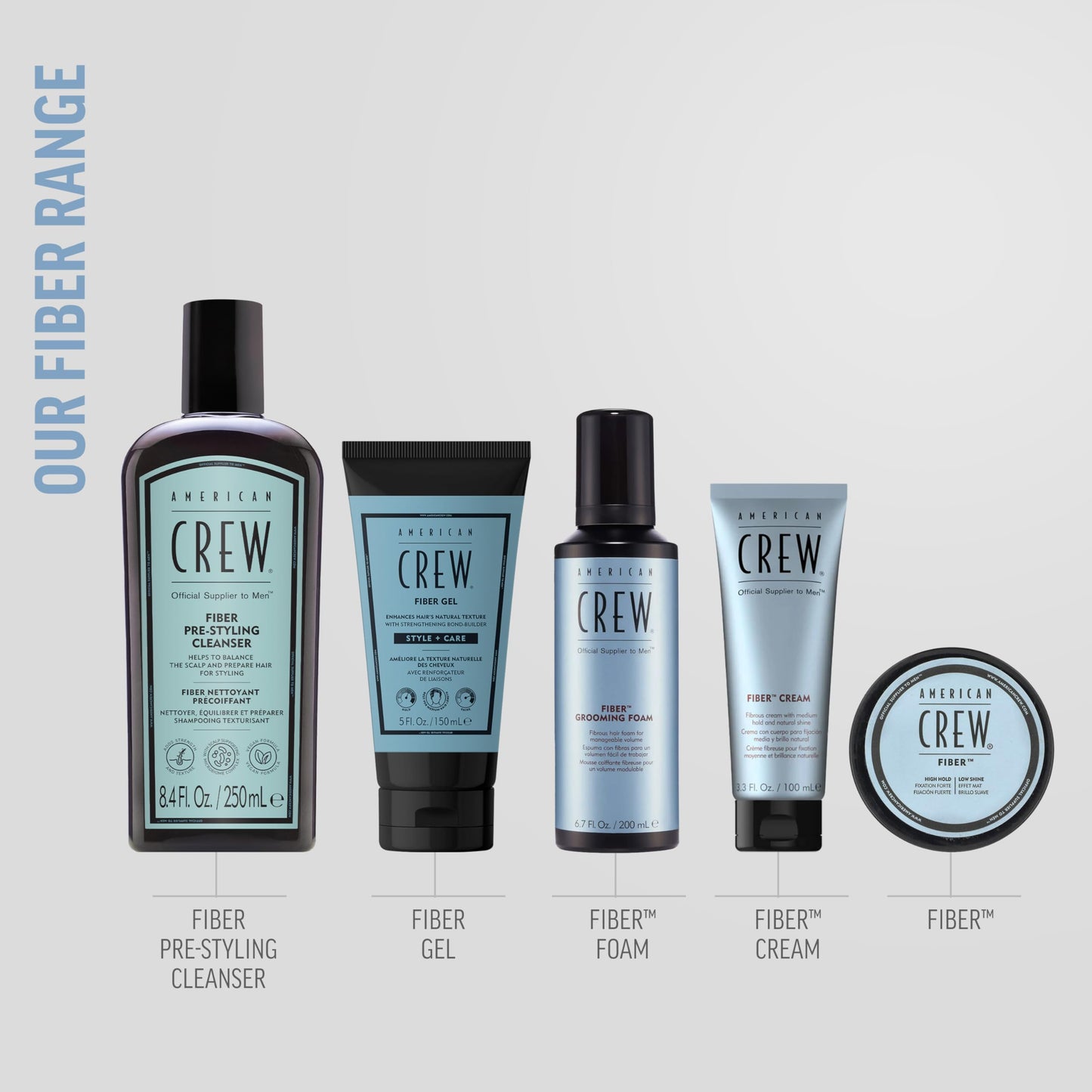 American Crew Fiber Cream professional men's salon hair cream side view.