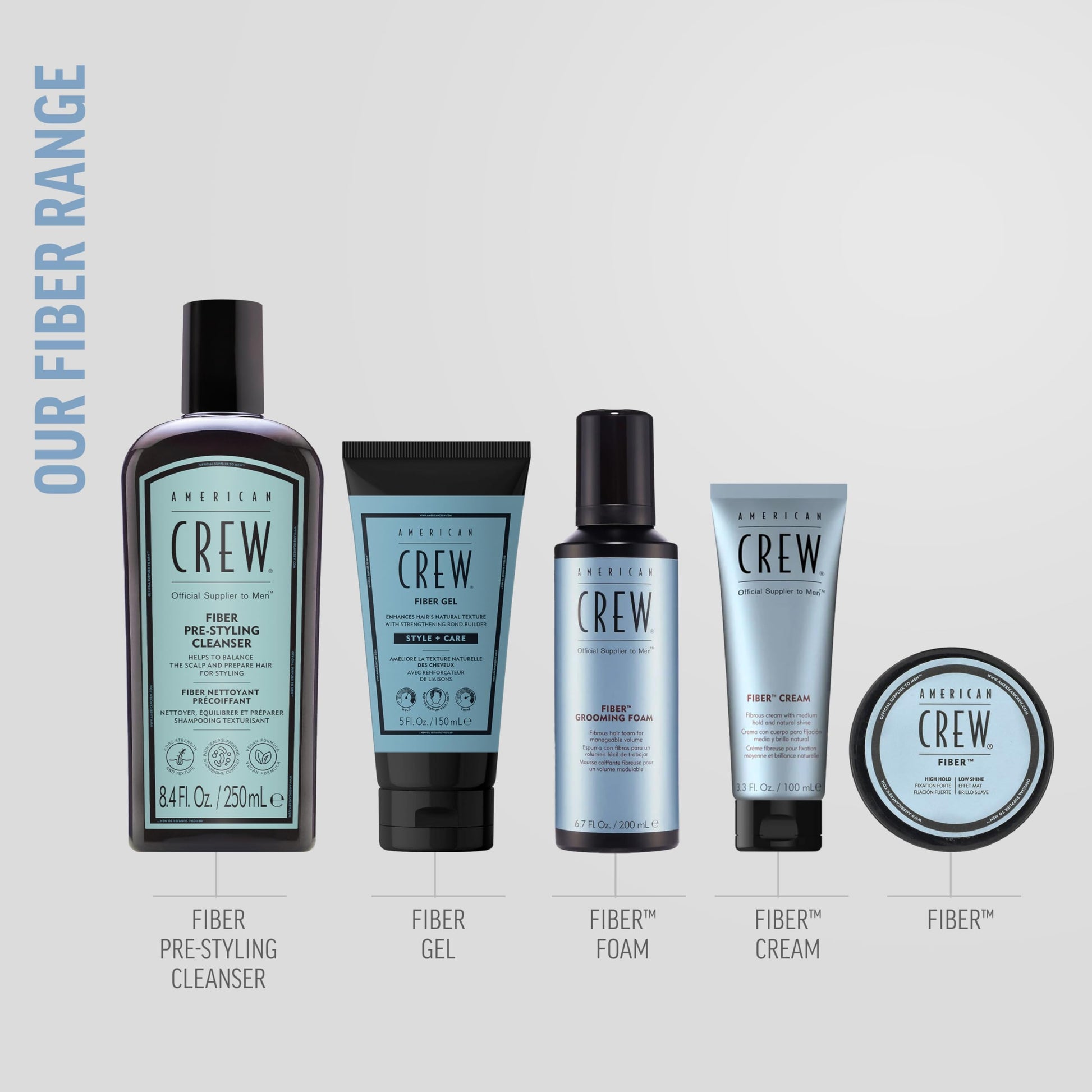 American Crew Fiber Cream professional men's salon hair cream side view.