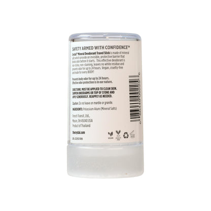 Travel size unscented crystal body deodorant solid stone with protective cap off