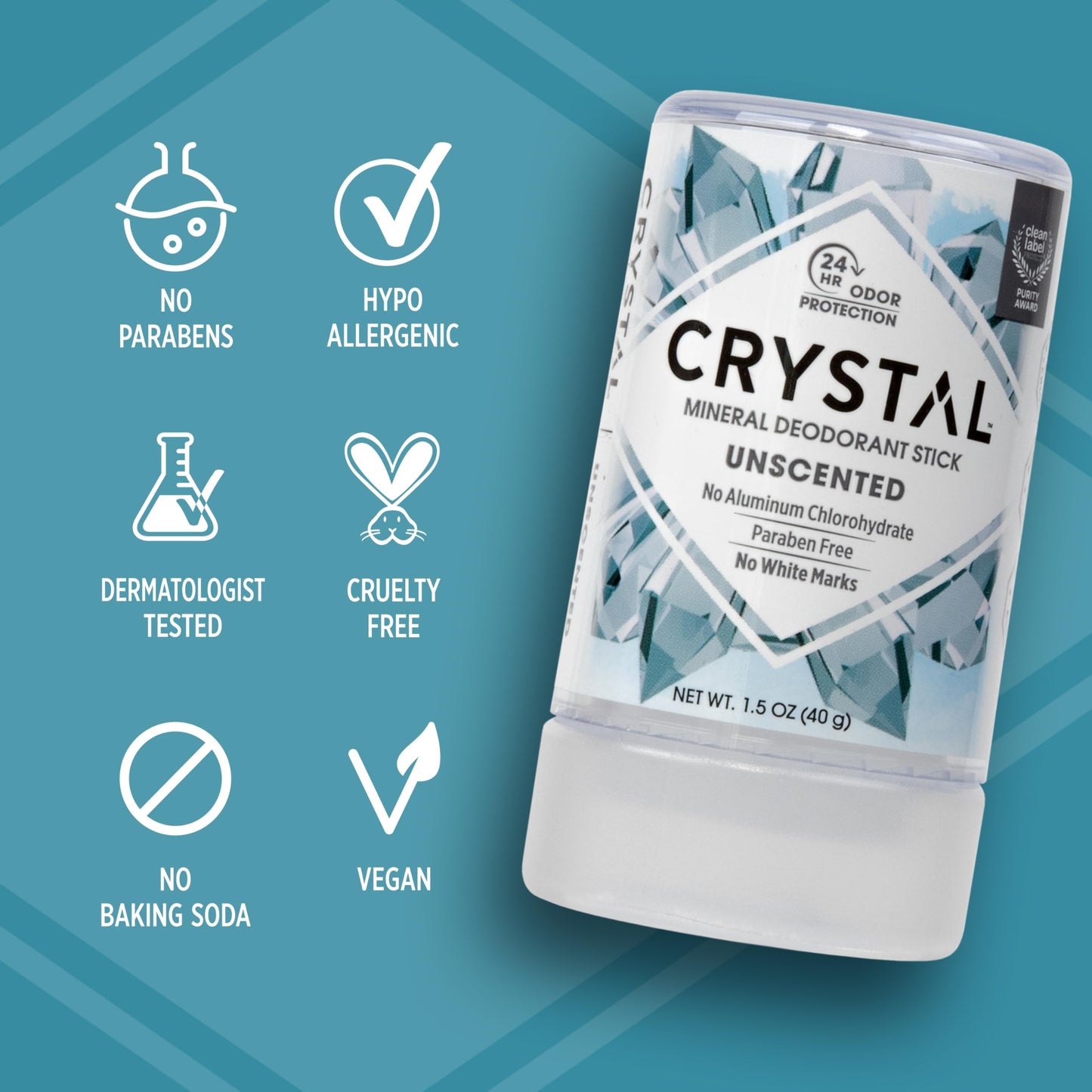 Applying water to the top of a compact 40 gram crystal deodorant stick