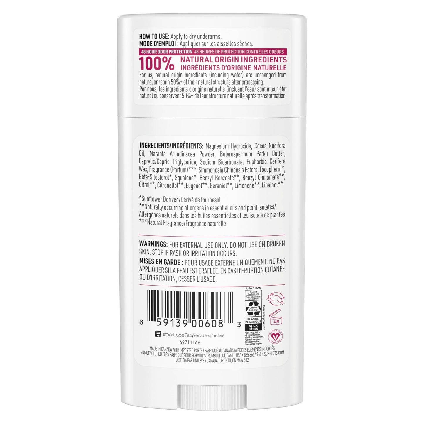 Close up of Schmidt's vegan natural deodorant packaging