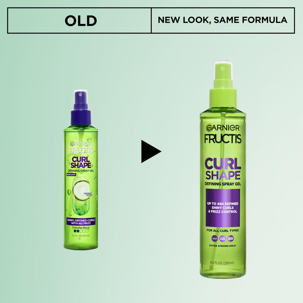Garnier curly hair styling spray gel bottle close up