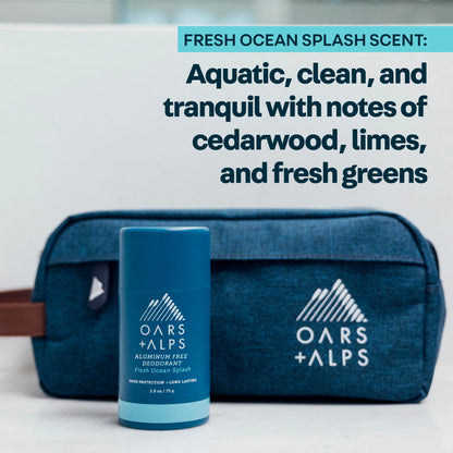 Authentic Oars and Alps imported natural deodorant back label instructions