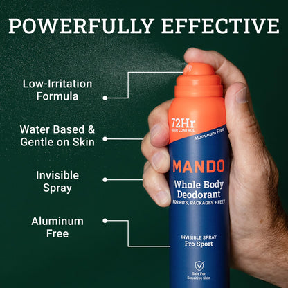 Mando Pro Sport Invisible Spray Deodorant application usage