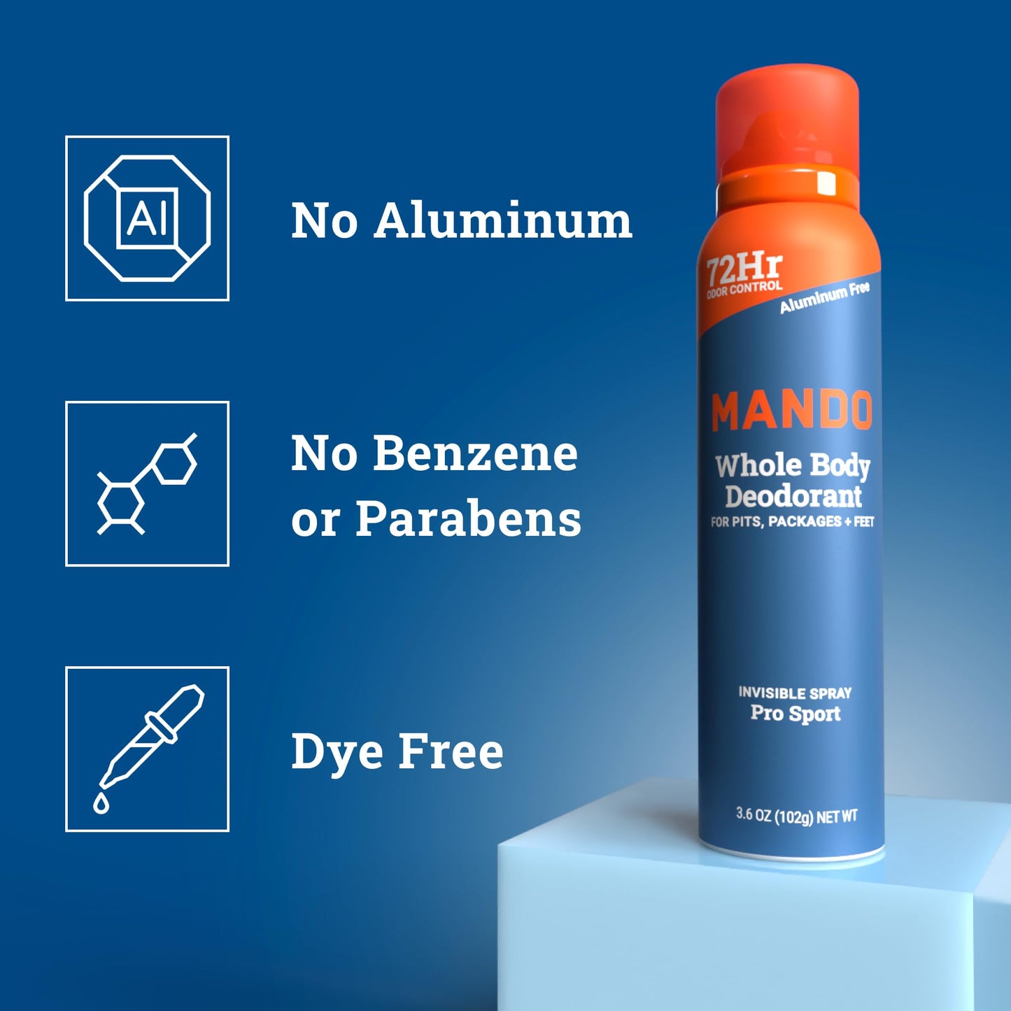 Professional grade Mando spray deodorant for men