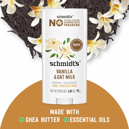 Side profile of 2.65 ounce Schmidt's deodorant stick
