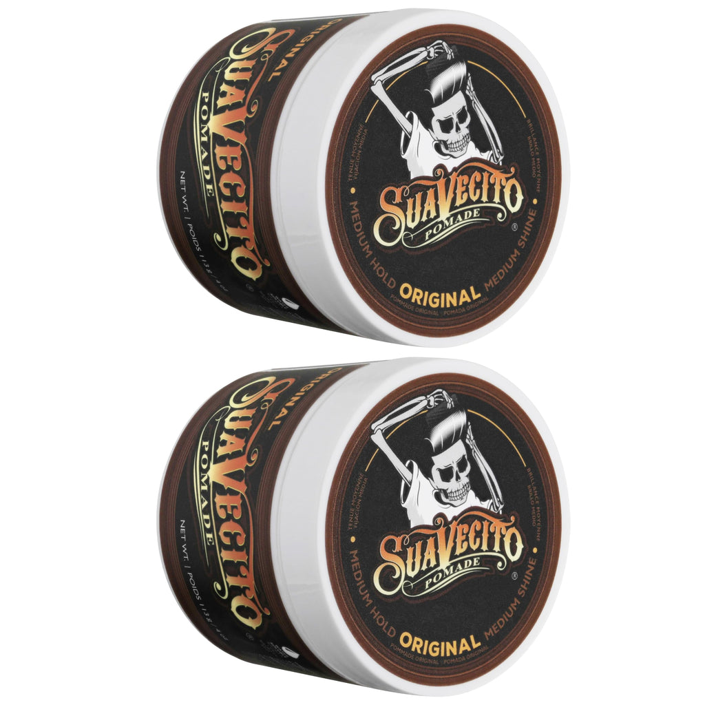 Back label of Suavecito Original Hold Pomade displaying directions and product attributes