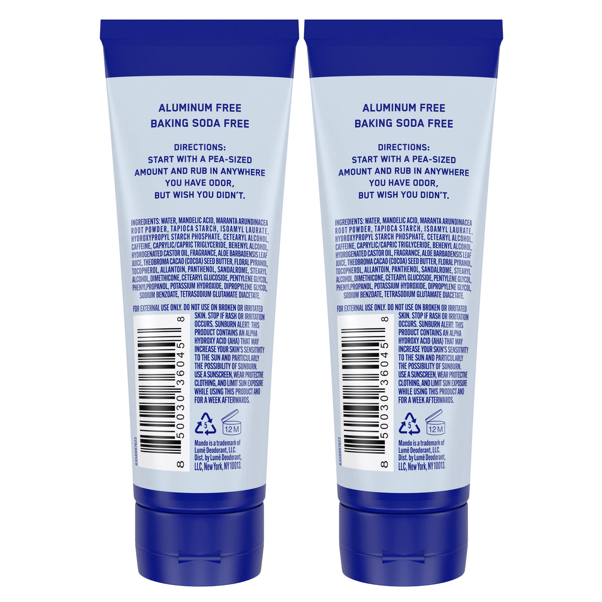 Mando invisible cream deodorant tubes side angle