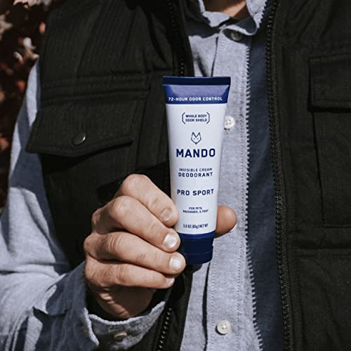 Rear view of Mando Pro Sport deodorant showing ingredients