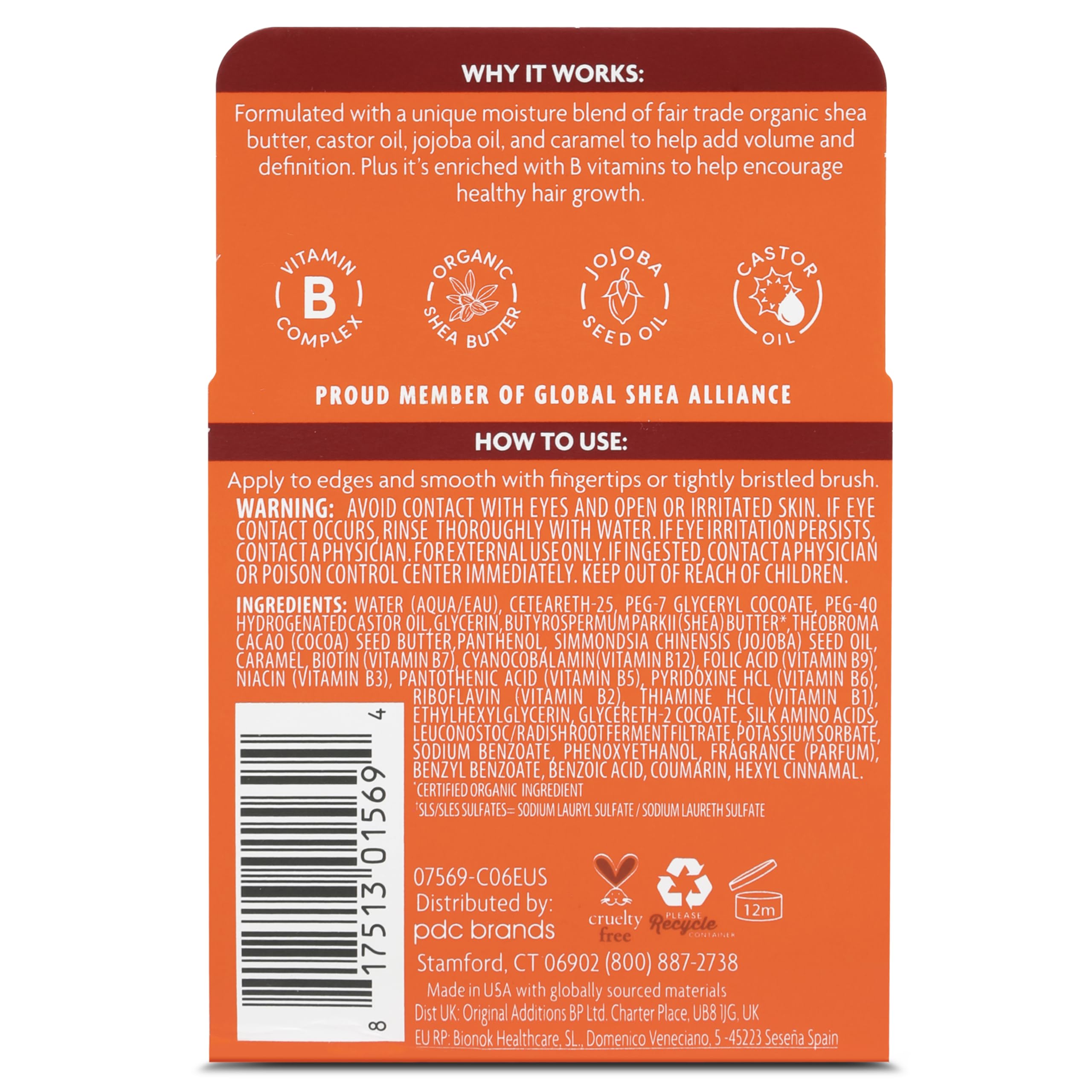 Cantu shea butter edge stay gel smoothing cream container close up