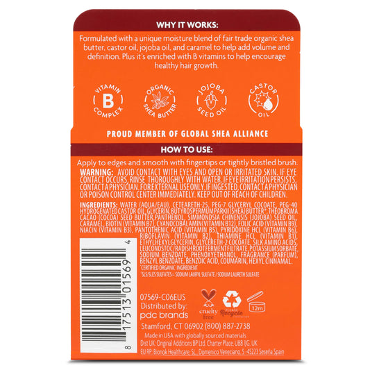 Cantu shea butter edge stay gel smoothing cream container close up
