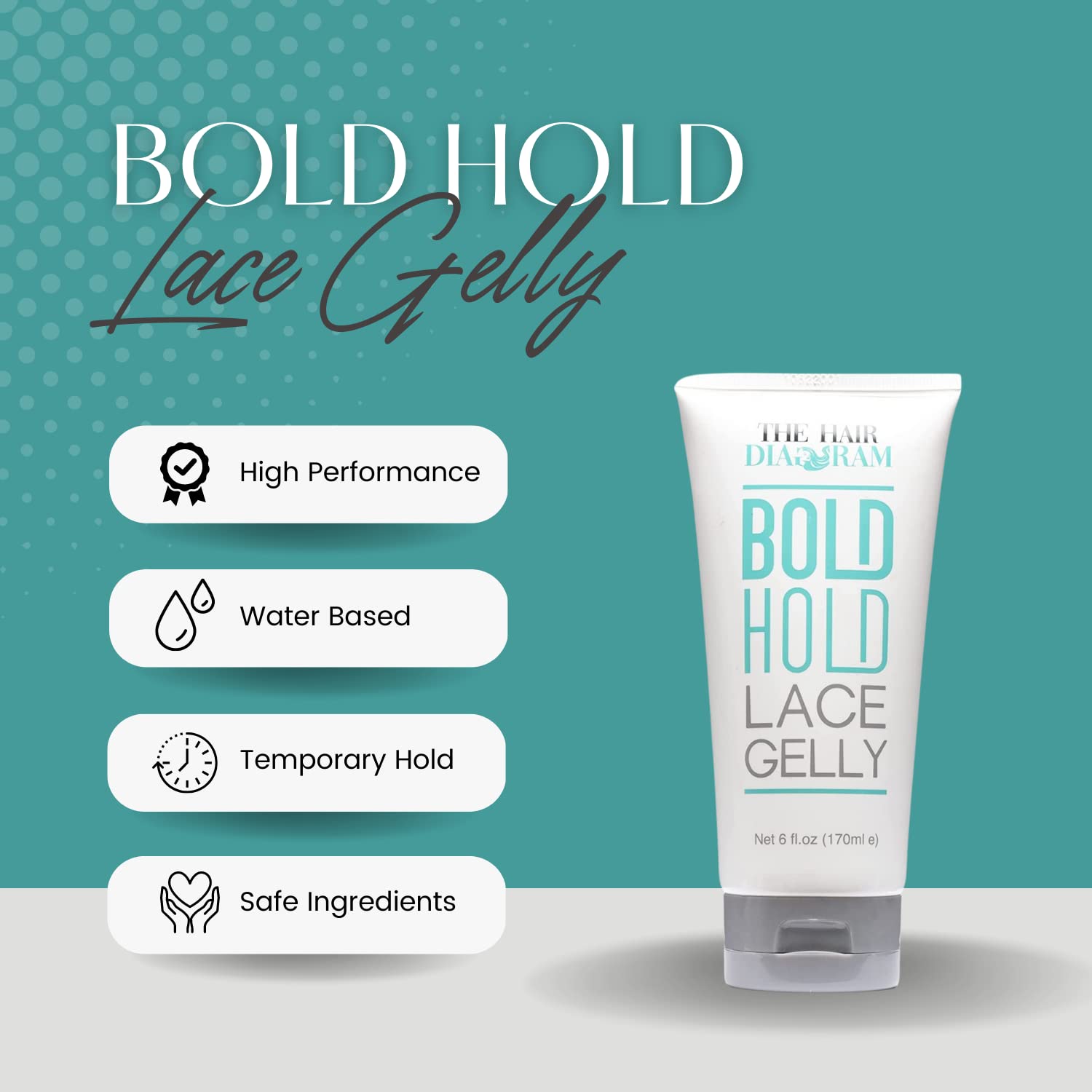 Water based alcohol free styling agent for baby hairs by The Hair Diagram showing back label details.