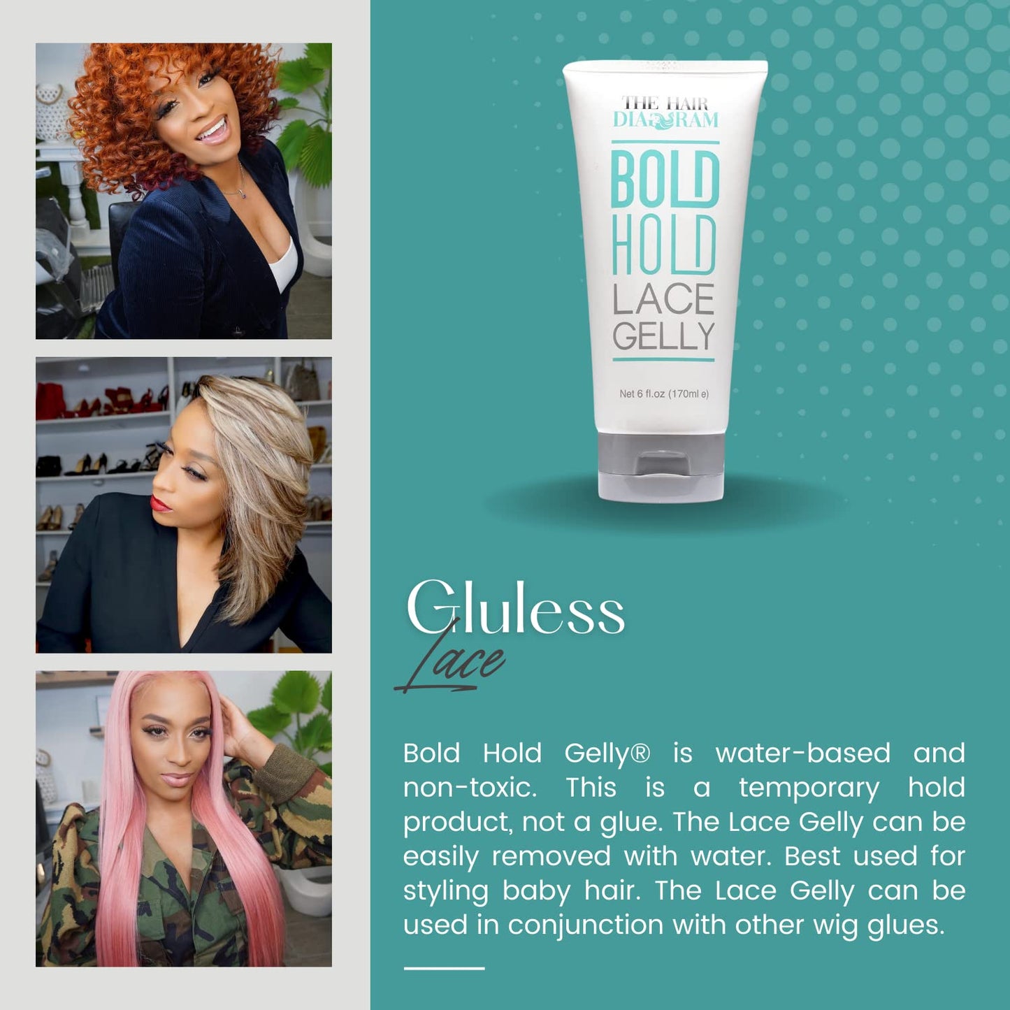 Authentic USA imported Bold Hold Lace Gelly 177ml tube emphasizing daily edge control usage.