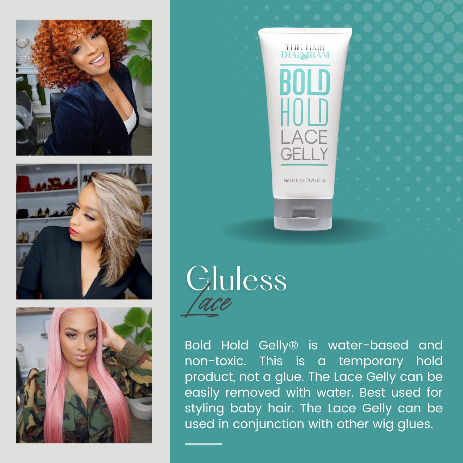 Authentic USA imported Bold Hold Lace Gelly 177ml tube emphasizing daily edge control usage.