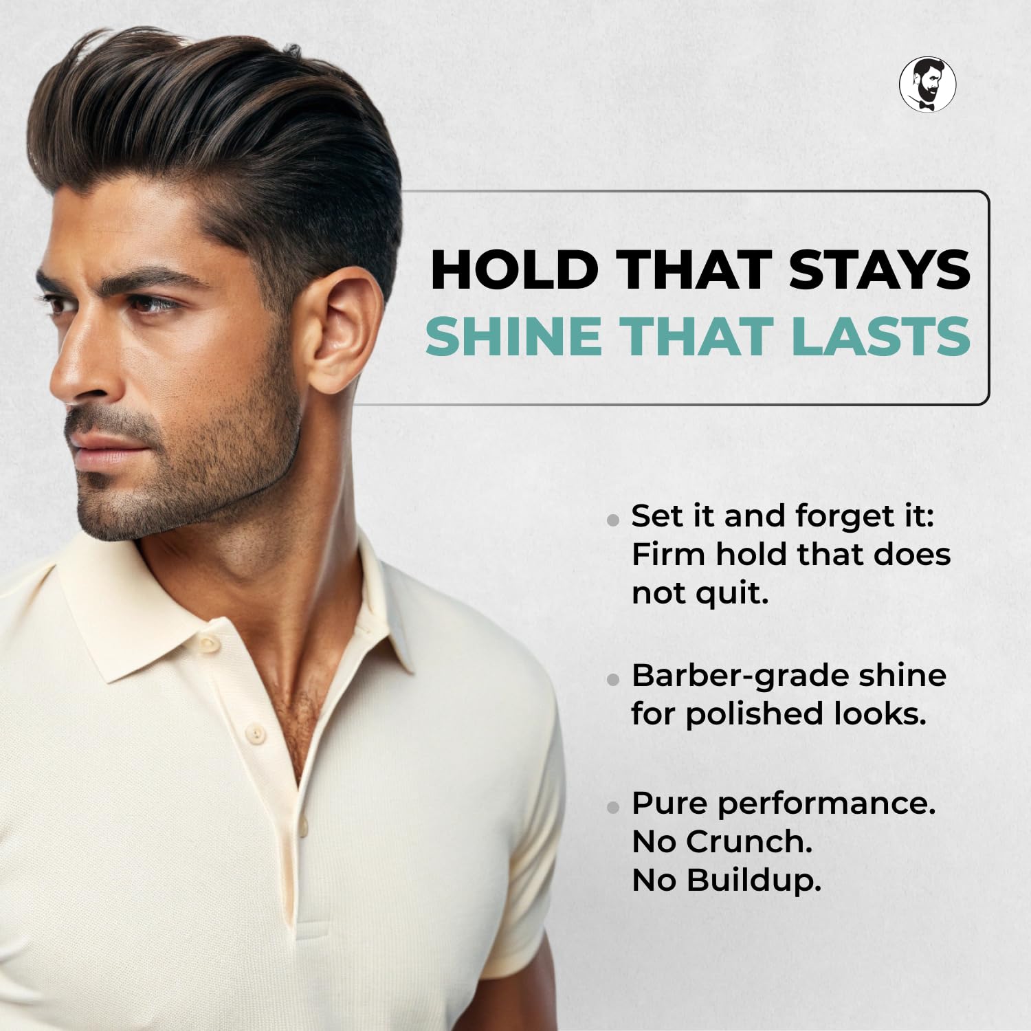 Alcohol-free non-flaking hair gel for men open container showing clear product consistency