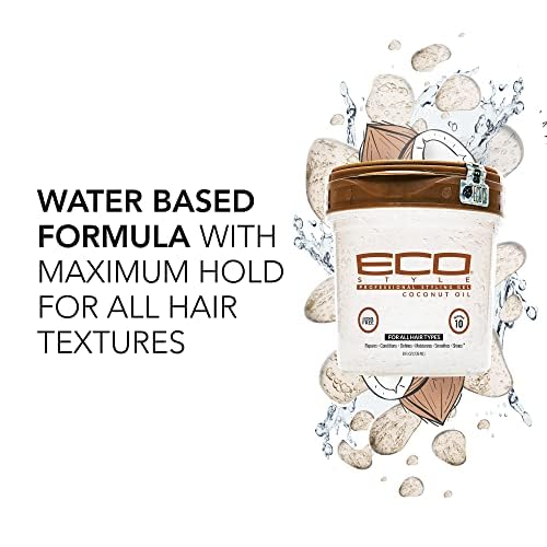 Top view of open Eco Style coconut styling gel tub revealing clear product texture