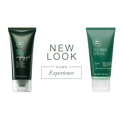 Tea Tree medium hold styling gel packaging details and ingredients label